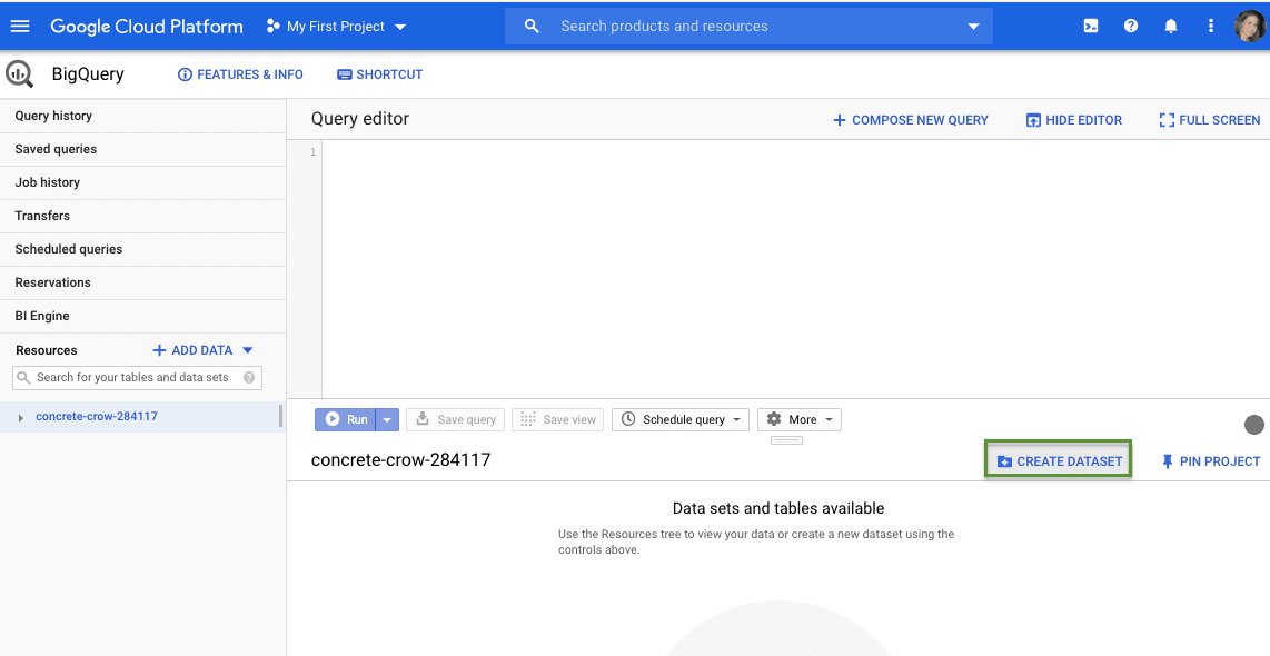 Facebook Ads to bigquery : Create Dataset
